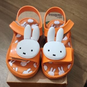 Mini Melissa Orange Bunny Kids Sandals